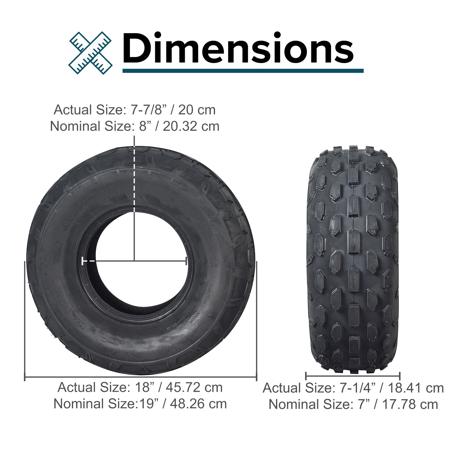 19x7.00-8 Knobby Tire with P315 Tread for Baja Mini Bikes MB165 & MB200, featuring aggressive knobs for excellent traction, suitable for ATVs, go-karts, and mini bikes.