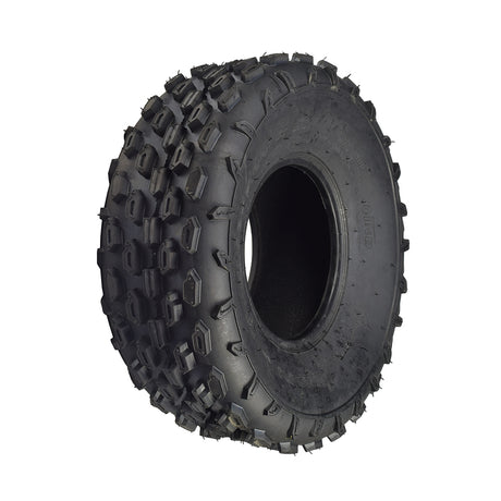 19x7.00-8 Knobby Tire for the Massimo Warrior 200 MB200 Mini Bike, featuring aggressive treads ideal for soft and wet terrain, shown in a close-up highlighting its robust rubber and detailed tread pattern.