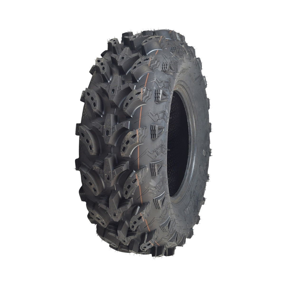 26x9-12 Front Tire for Massimo UTVs, featuring a durable black rim and aggressive P376 chicken foot tread pattern, designed for offroad use on soft, wet, or rough terrains.