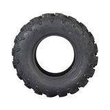 26x9-12 Front Tires for Massimo UTVs (Set of 2), displaying a close-up of a black offroad tire with aggressive P376 chicken foot tread, ideal for soft, wet, and rough terrains.