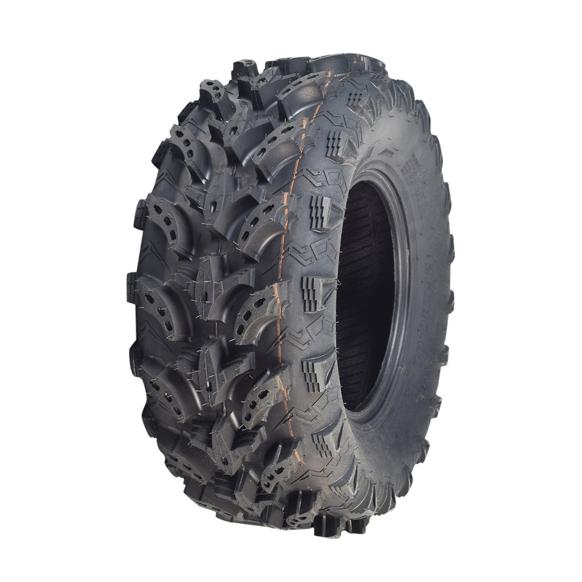 26x10-12 Rear Tire for Massimo UTVs, featuring a heavy-duty 6-ply construction with aggressive P376 chicken foot tread design, ideal for offroad use on soft, wet, or rough terrains.