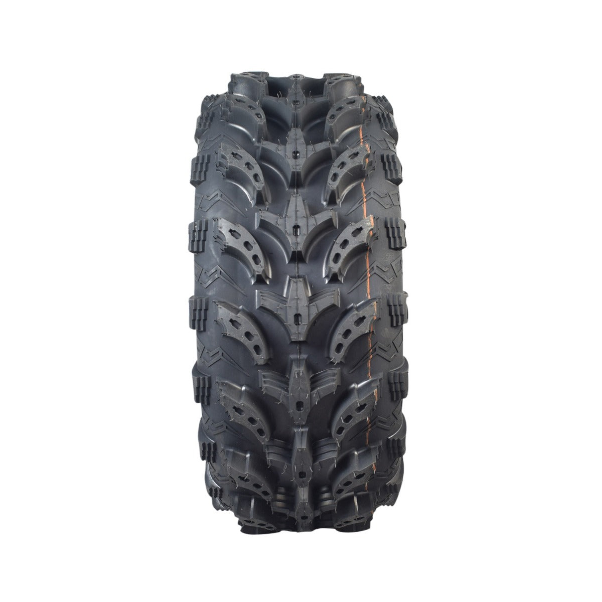 26x10-12 Rear Tire for Massimo UTVs featuring a heavy-duty 6-ply construction and aggressive P376 chicken foot tread pattern, designed for offroad use on soft, wet, and rough terrains.