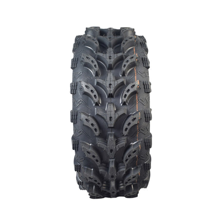 26x10-12 Rear Tire for Massimo UTVs featuring a heavy-duty 6-ply construction and aggressive P376 chicken foot tread pattern, designed for offroad use on soft, wet, and rough terrains.