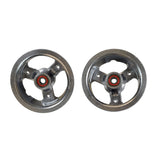 Front Rim for 9x3.50-4 Tires with 6000-2RS Bearings, featuring a close-up view of the metal wheel with a red center, spokes, and mounting holes for M8-1.0 mm bolts.