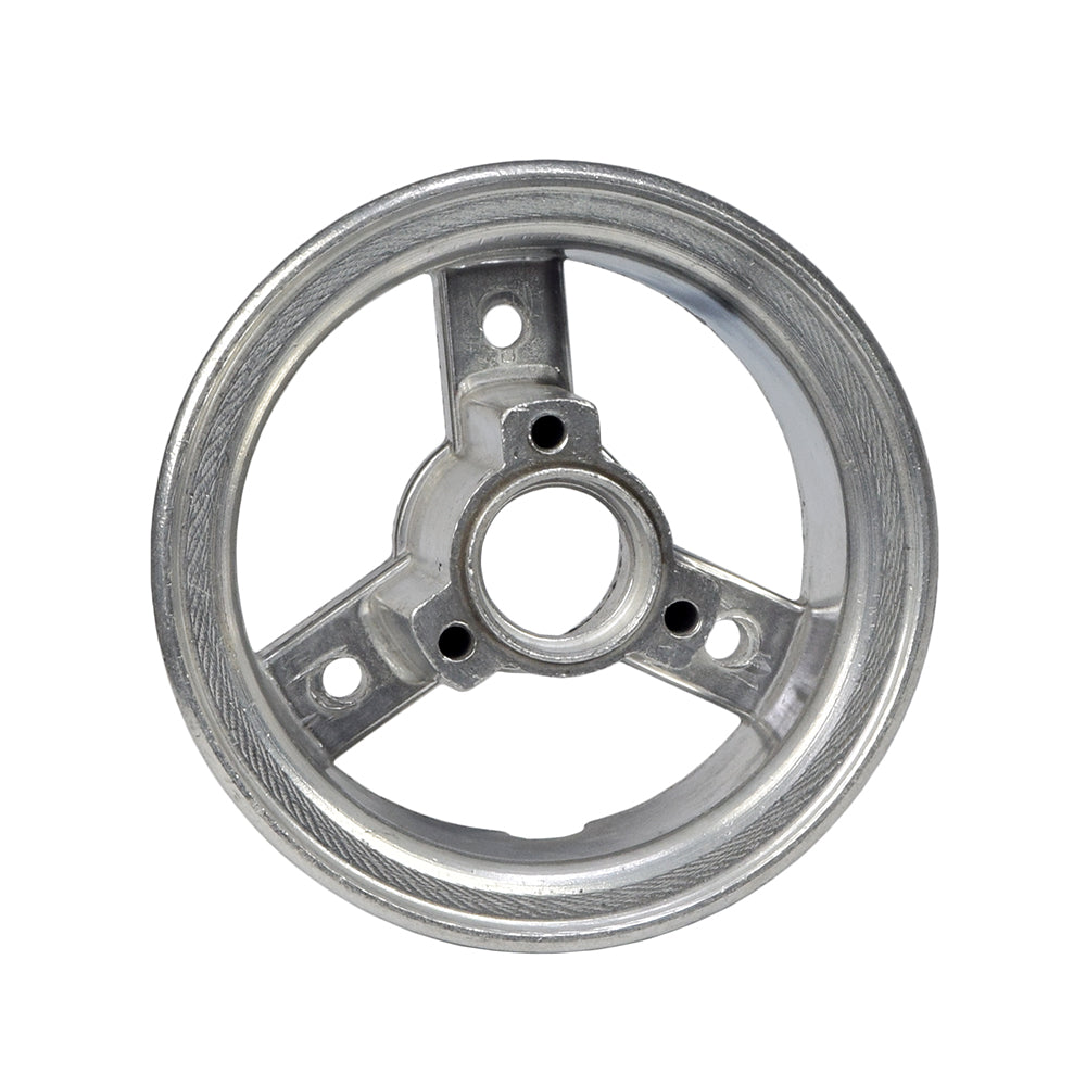 Right Side Rear Wheel Rim for the Motovox MVS10 Scooter, featuring a close-up of the metal wheel rim with multiple holes, specifically designed for the right side.