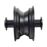 Rear Wheel Rim for the Coleman RB100 105cc Mini Bike, featuring a black wheel with a round base, pre-installed bearings, and a spacer, without the 145/70-6 pneumatic tire or valve stem.