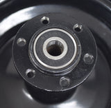 Rear Wheel Rim for the TaoTao DB100 105cc Mini Bike, featuring a black metal design with pre-installed bearings and spacer, visible holes, and a circular structure.