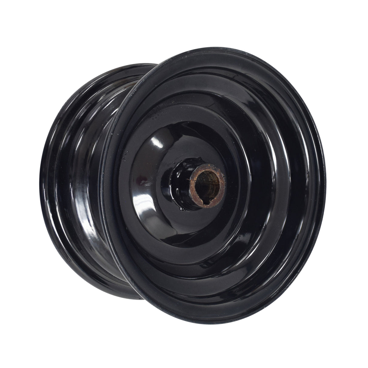 Rear Rim for the Coleman CK100 & SK100 Go-Kart, featuring a matte black steel finish with a 5/8 center hole and 3/16 milled keyway, designed to fit a 13x5.00-6 tire.