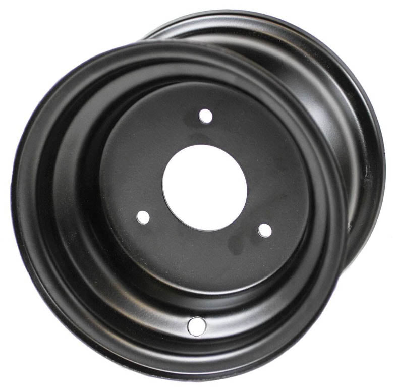 7x 5 rim with 8 mm bolt holes for TaoTao ATK125A, GK110, and Jeep Auto Go-Karts, featuring a black metal wheel with multiple holes.