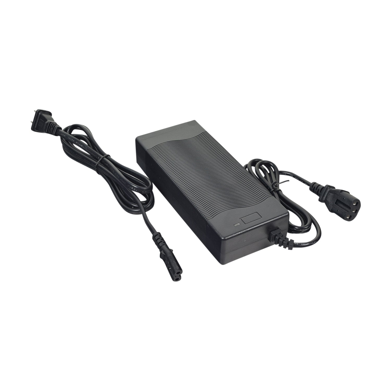 36 Volt 2.9 Amp 3-Pin Quick-Charge Battery Charger for the Monster Moto / Mega Moto Classic 1000w (MM-E1000) with attached cords, showing a robust, inline design for improved flexibility and quick charging.