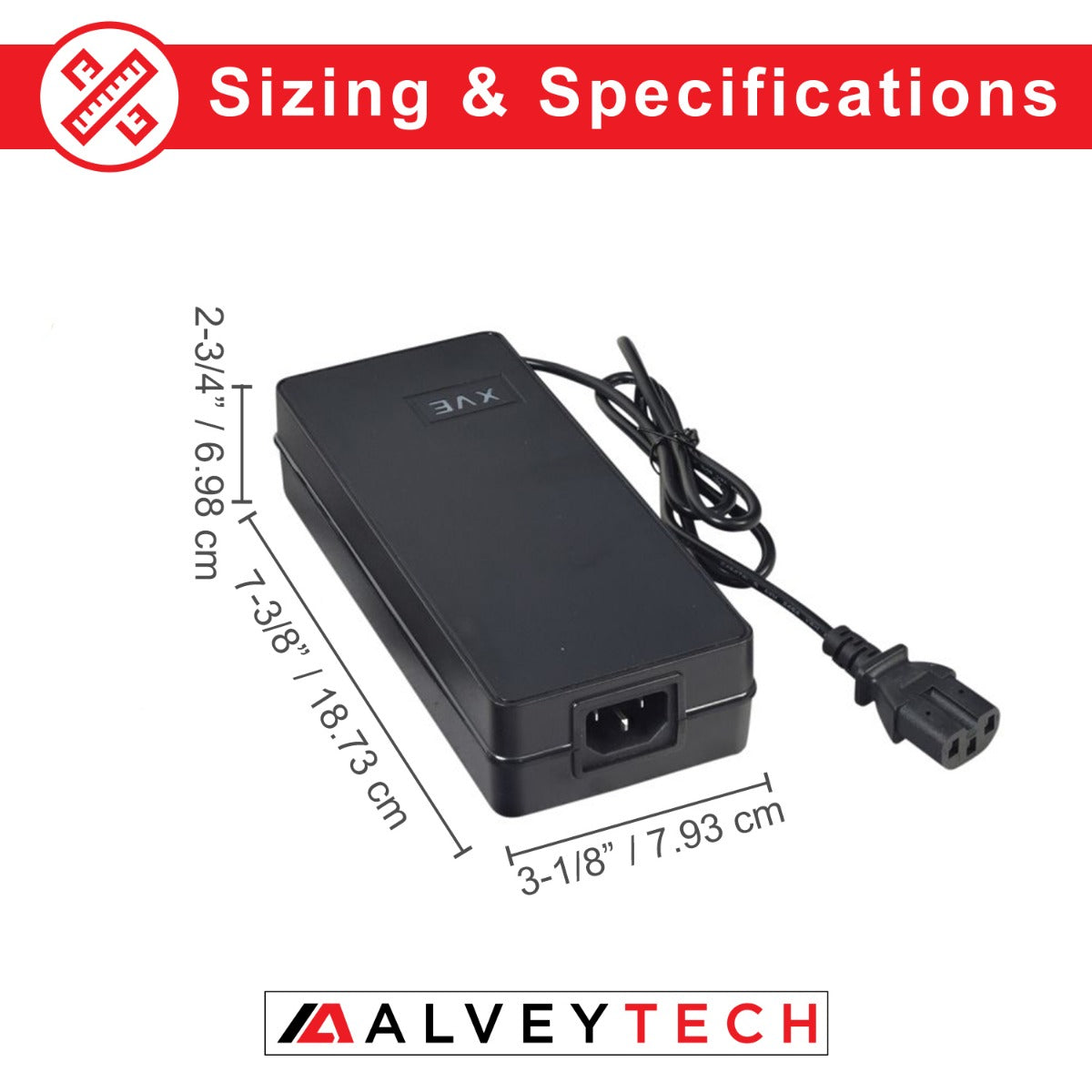 48 Volt 3.0 Amp 3-Pin Quick-Charge Battery Charger for AGM & Gel Batteries (Premium), featuring a black power supply with attached wire and plug, designed for efficient and reliable battery charging.