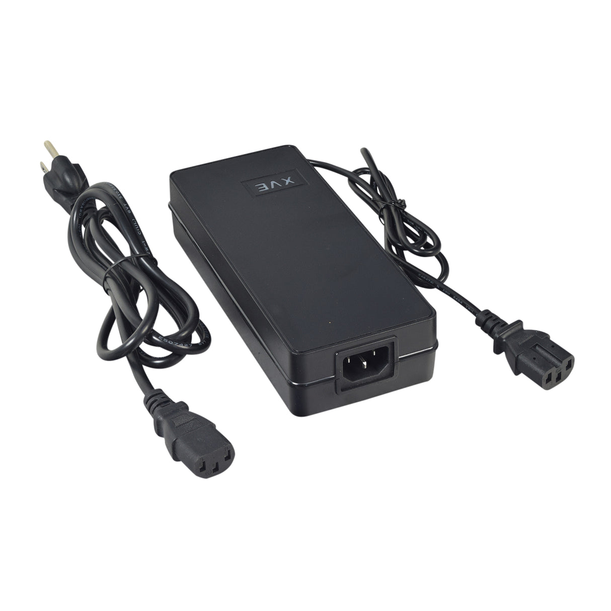 48 Volt 3.0 Amp 3-Pin Quick-Charge Battery Charger for AGM & Gel Batteries (Premium) showing a robust black power cord with a plug and adapter for efficient charging.