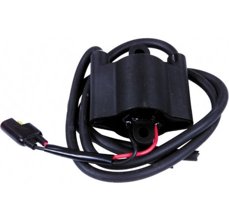 Ignition Coil for Arctic Cat Snowmobiles (1987-1998) featuring a black wire with red and black wires, designed for reliable performance in extreme weather conditions.