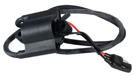 Ignition Coil for Arctic Cat Snowmobiles (1990-1998), featuring a black electrical device with attached wires, designed for reliable performance in extreme weather conditions.