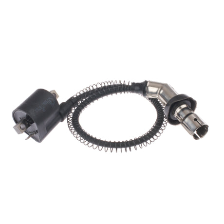 400cc Ignition Coil for Baja Wilderness Trail 400 (WD400) ATV - VIN Prefix LWG, featuring a black and silver wire with a black coil and black flexible hose with a tube.