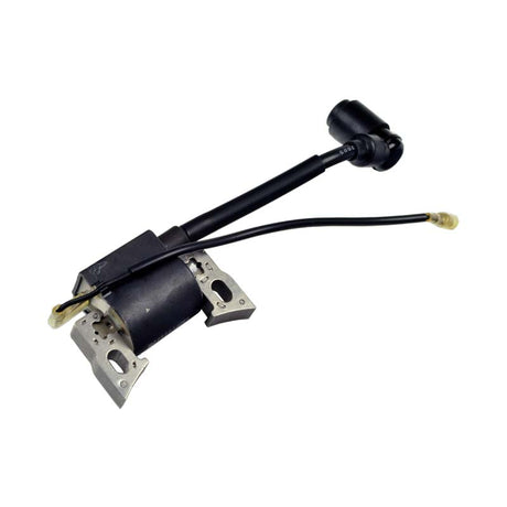 Ignition Coil for Motovox MBX10 and MBX11 Mini Bikes, showing a close-up of the black electrical device with attached wires.