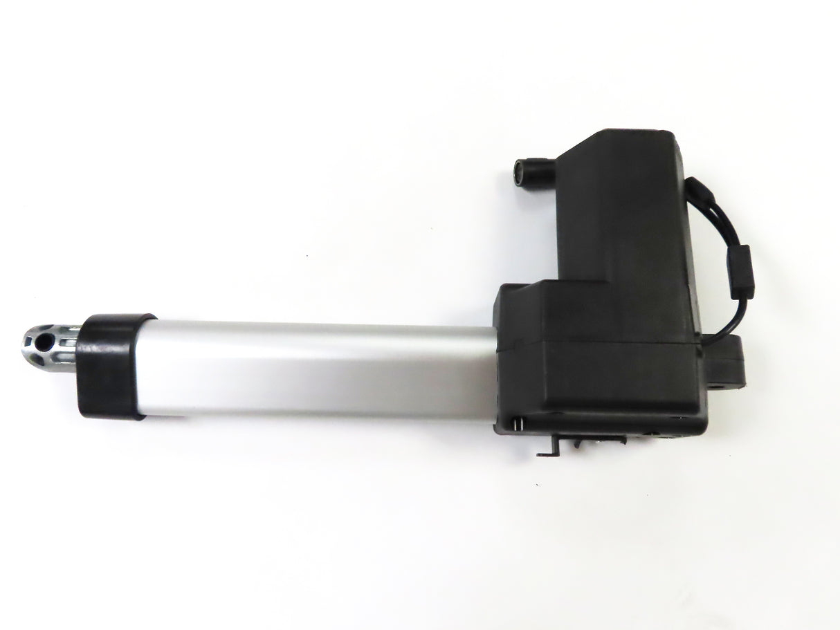 OKIN DeltaDrive 83566 Motor for Pride Lift Chairs (MOT152486) (Blemished) featuring a black and silver cylinder with a black handle, black cable, and a small screw-on bracket.