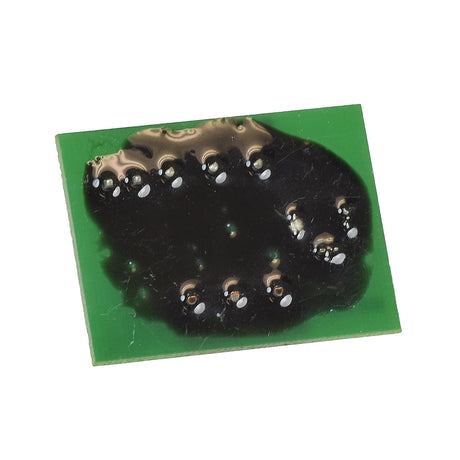 Inlet Interface Board for the Shoprider Scootie featuring intricate black circuitry displayed on a green surface. Essential for restoring main functions on your tiller, ensuring your Scootie operates smoothly again.