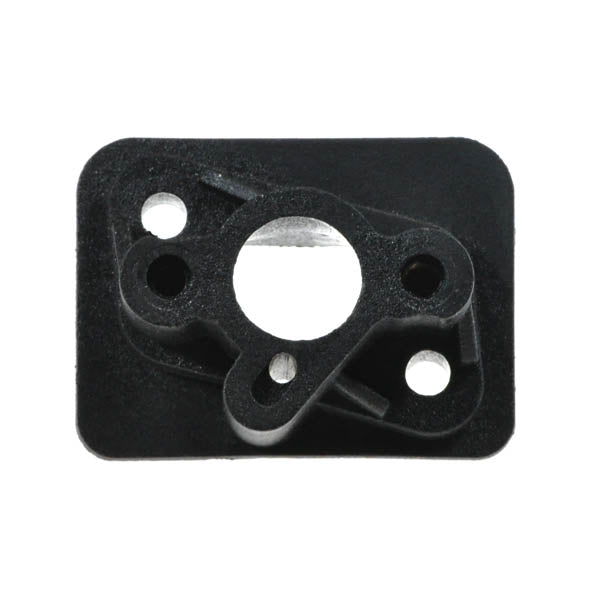 Carburetor Mount/Intake Manifold for 33cc, 49cc, & 52cc Engines, featuring a black plastic piece with multiple holes, designed for gas scooters like EVO, Motovox, and X-Treme.