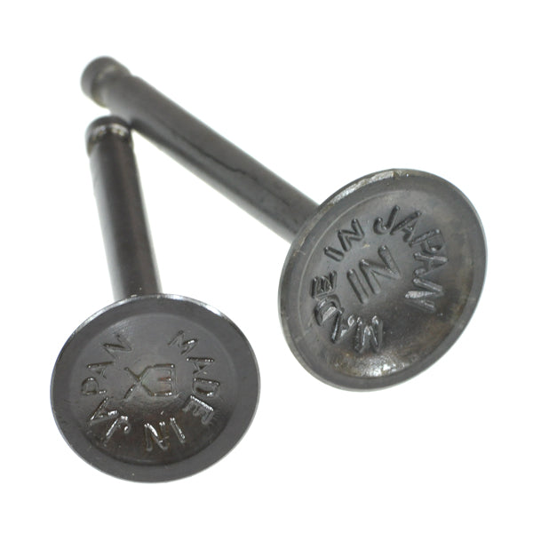 Intake and Exhaust Valves for Honda Cub C70 1970-1973 and Passport C70 1980-1981, shown as a close-up of two metal screws with precise machining details.