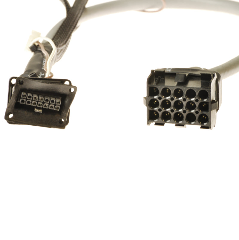 Close-up of the rear electronic interface harness for the Pride Victory XL mobility scooter, highlighting the cable and connector components, essential for replacing the scooter's wiring.