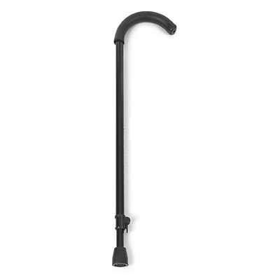 Invacare Crook Cane with a black handle, wrist strap, and rubber tip. Features a unique triangular grip for reduced palm stress.