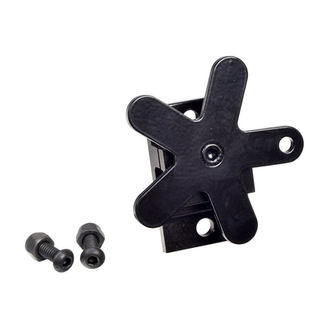 Headrest Mounting Hardware Kit for Invacare TDX Series with Contoura Back Seats, featuring a black metal bracket with screws and holes for direct mounting to power chair seat backs.