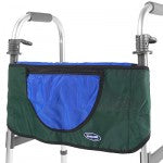 Invacare Walker Pouch on a metal frame, designed for Invacare walkers, with a 5 lb. weight capacity, water-repellent, and mildew-resistant, easily attaches to the front crossbar for storing valuables.