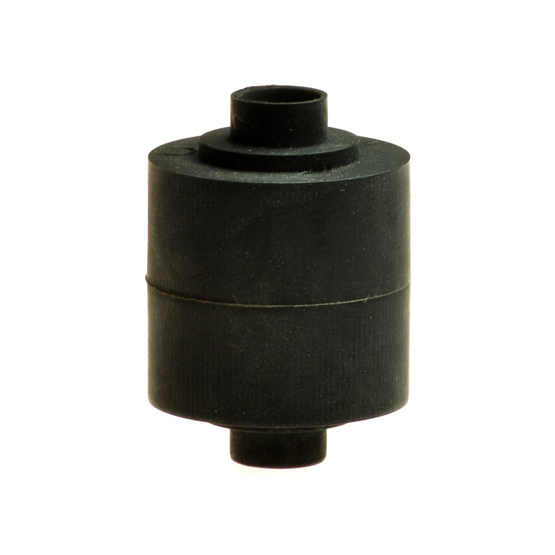 Polyurethane Isolator Bushing for the Pride Legend (SC3000/SC3400) mobility scooter; a black cylindrical component with a central hole, essential for the rear frame assembly.