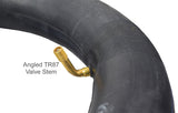 12-1/2 x 3.0 (12-1/2 x 2.25/2.75) Scooter Inner Tube - Heavy Duty Thorn Resistant with Angled Valve Stem, showing a thick black rubber tube and a brass valve stem.