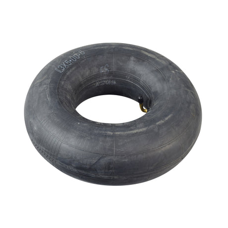 13x5.00-6 Inner Tube with Angled Valve Stem for TaoTao EK80 & GK80 Go-Karts, shown as a black tire with a hole in the middle.