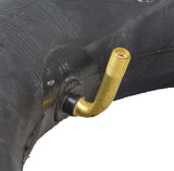 14x3 (3.00-8) Scooter and Power Chair Tube with 90 Degree Valve Stem, shown close-up, highlighting the tire's texture and the angled valve stem. Ideal for mobility scooters and power chairs.