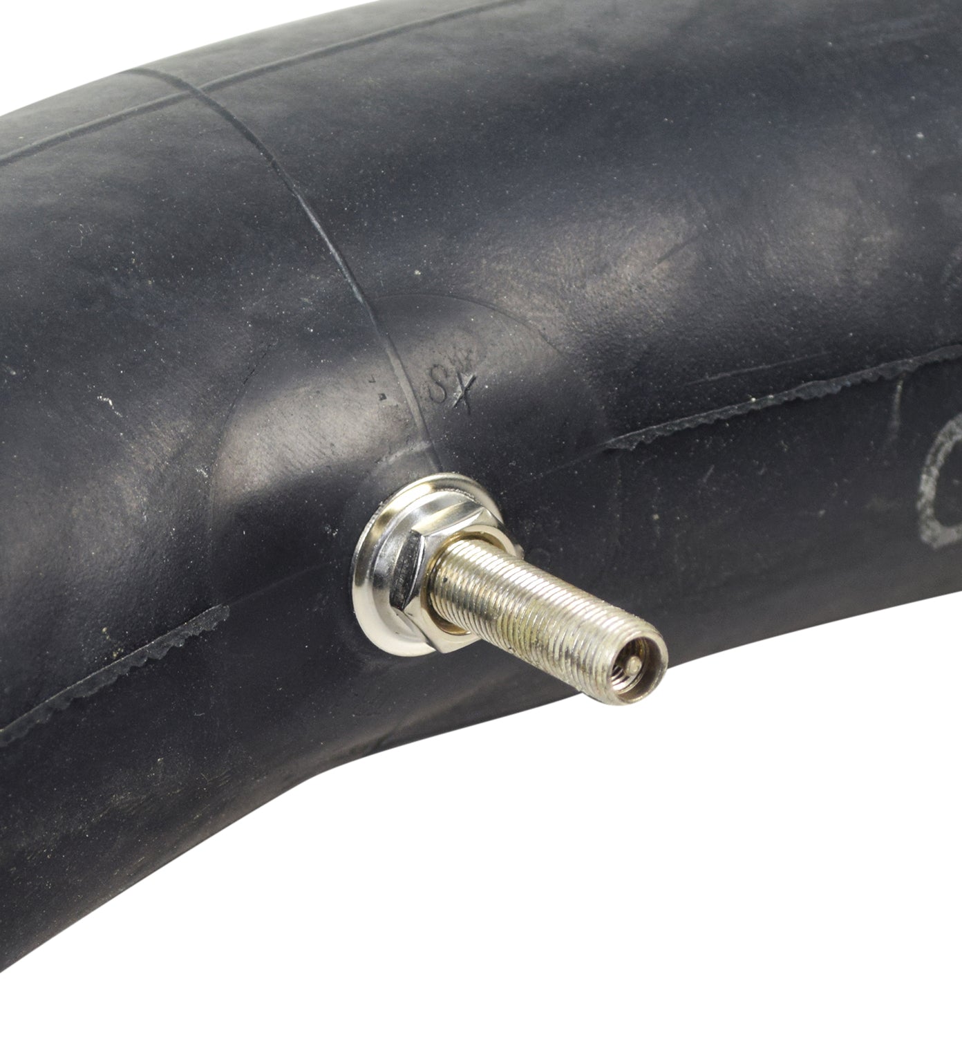 90/100-14 (3.00-14) Inner Tube for Dirt Bikes, featuring a black rubber tube with a visible silver screw, designed for smaller 90cc to 125cc dirt bike models.