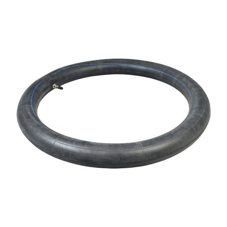 2.75/3.00-19 (70/100-19) Inner Tube for Dirt Bikes, featuring a black rubber construction with a distinct blue line, suitable for 125cc to 250cc Baja and Coolster dirt bikes.