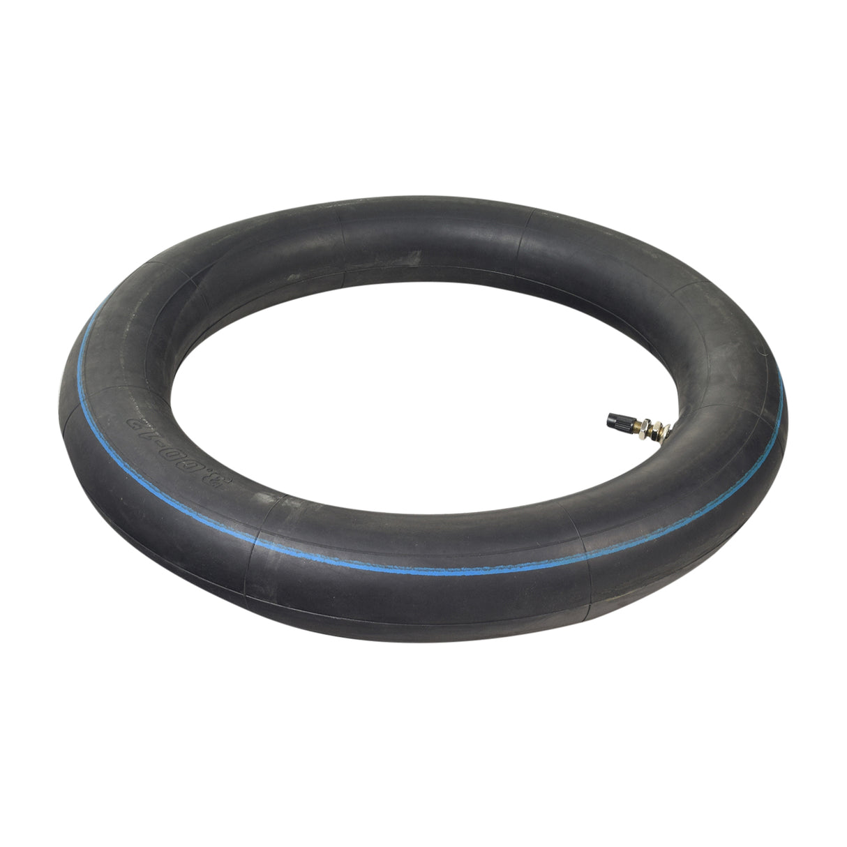 3.00-12 Inner Tube for Dirt Bikes & Scooters, shown as a black tire with blue lines, ideal for 70cc - 150cc dirt bikes and some gas-powered scooters.