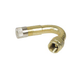 Angled Valve Stem Extender 3-Pack featuring gold and silver metal pipes for easier access to inner tube Schrader valves, includes 45, 90, and 135-degree extenders in both brass and chrome finishes.