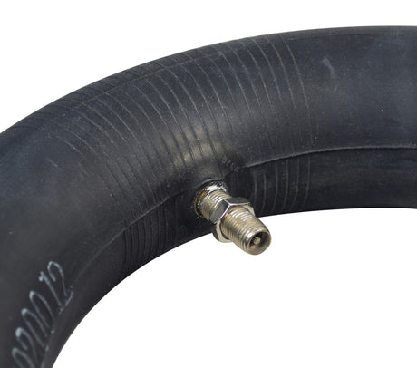 10x2.50/2.75 Inner Tube with Straight Valve Stem for the Ninebot Max G30 Scooter, featuring a black rubber tube and a silver metal Schrader valve with a retaining nut for secure positioning.