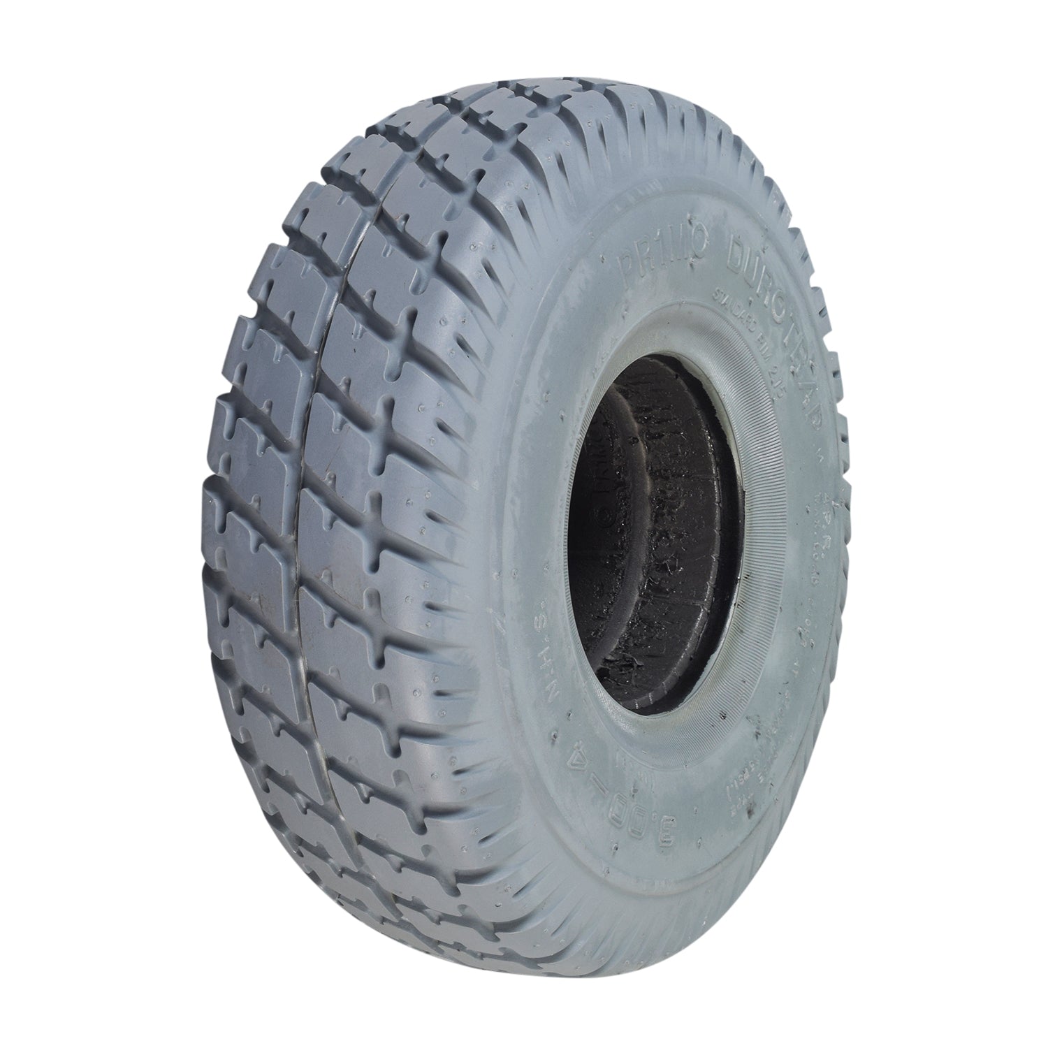 3.00-4 (10x3, 260X85) Foam-Filled Mobility Tire (2-5/8 Bead Width) with Durotrap C9210 Tread, close-up showing tread pattern and central hole.