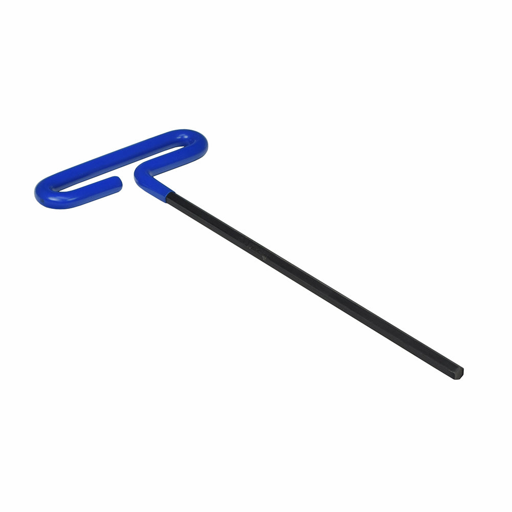 Hoveround® Seat Removal Tool: Close-up of a specialized 9 long 6mm hex wrench with a blue and black handle, designed to easily access and release the set screw for seat removal.