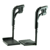 80 Degree Swing-Away Leg Rest Assembly (Left and Right) for Jazzy, Jet, and Quantum Power Chairs (Set of 2), showing a pair of black metal footrests designed to enhance user comfort by allowing natural leg positioning.