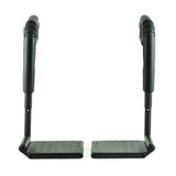 80 Degree Swing-Away Leg Rest Assembly (Left and Right) for Jazzy, Jet, and Quantum Power Chairs (Set of 2); pair of black metal legs with rods and handles, designed for Synergy Seat systems.