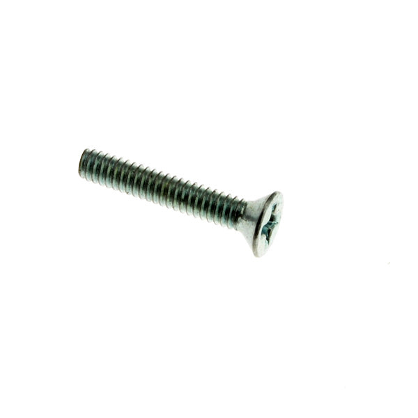 Close-up of a 2-56x1/2 flat head machine screw, designed for securing components in E&J joystick boot mounting rings, with threading visible and a flat, countersunk head.