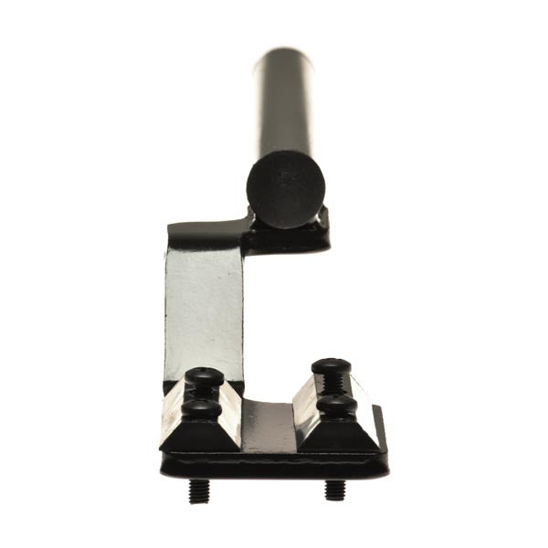 Inline Joystick Mounting Bracket for the Dynamic Shark Remote, designed for Jazzy power chairs, featuring a black metal object with a long handle and a close-up of a black ball attachment.