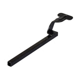 Joystick Mounting Bracket for Shoprider Power Chairs, featuring a black metal structure with a handle and hole, designed to attach to armrests for precise joystick positioning.