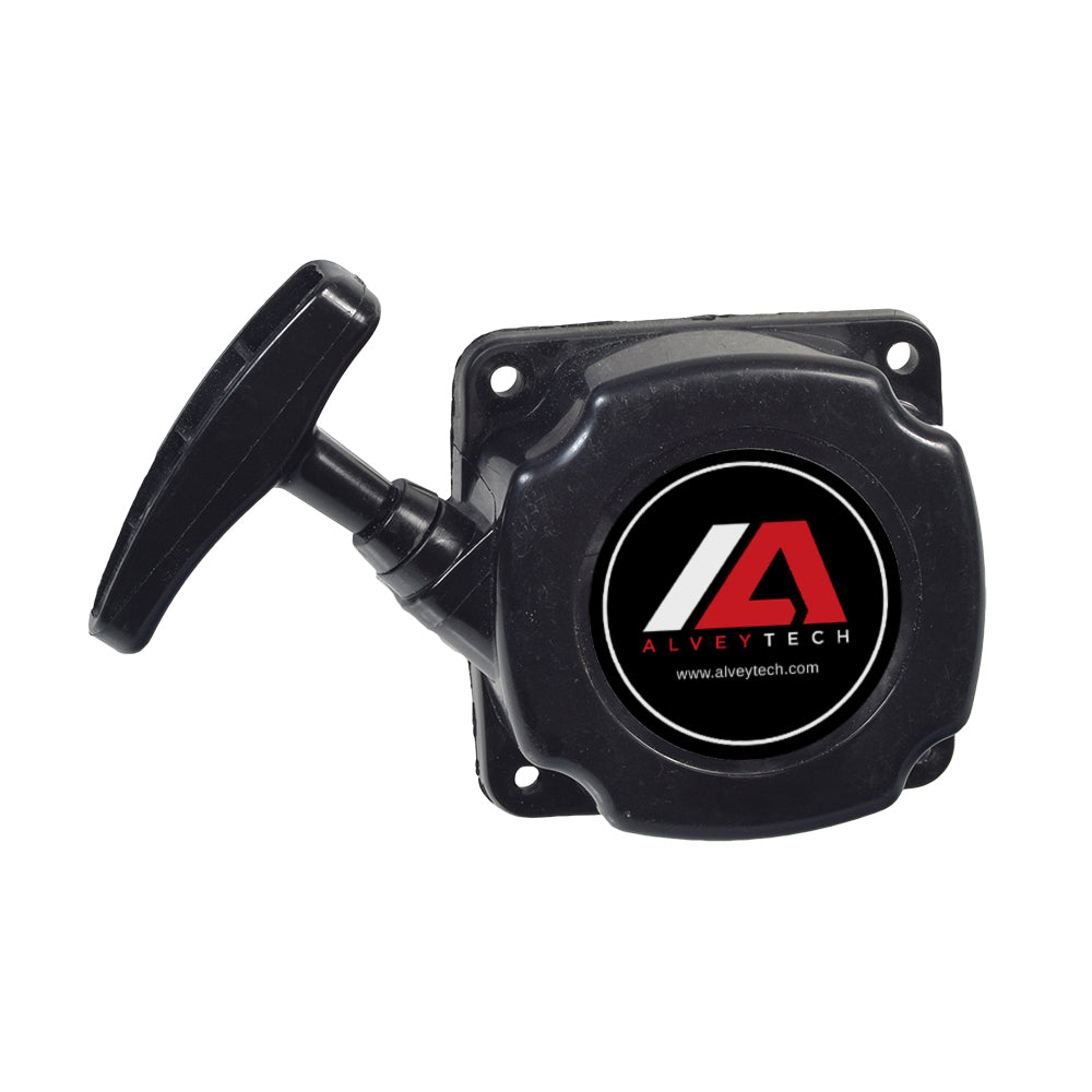 GSMoon Style Scooter Pull Start (47cc, 49cc, 52cc) featuring a black plastic device with a handle and a red and white logo, suitable for various gas scooters and pocket bikes.