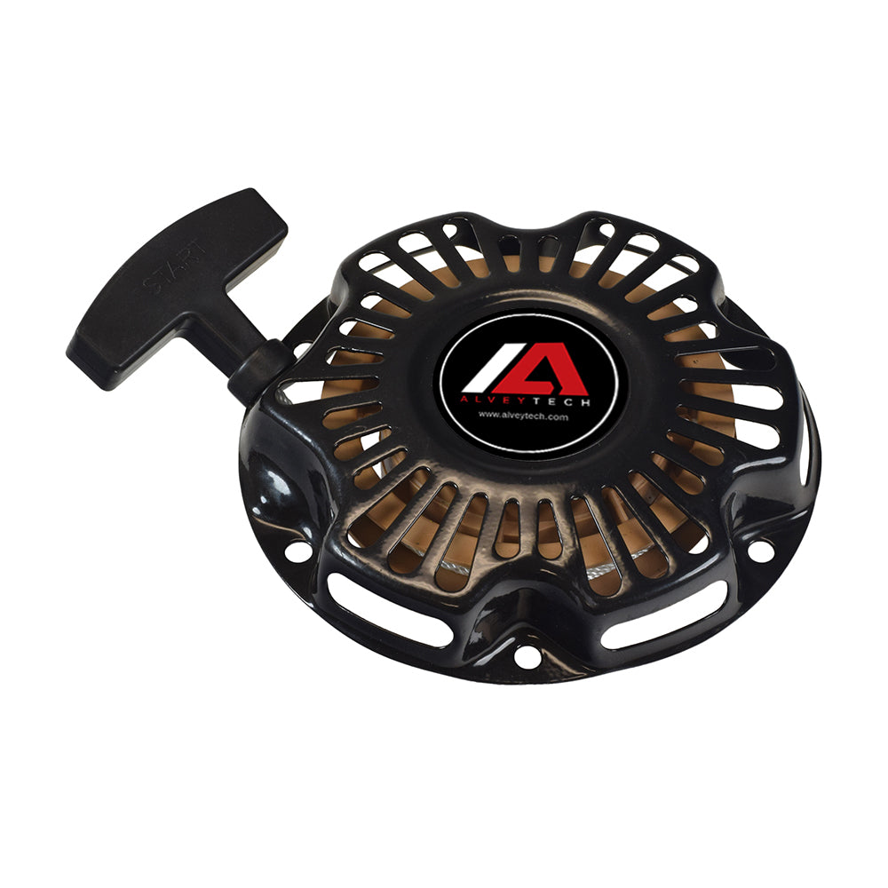 Recoil Pull Start for the TaoTao GK80 79.5cc Go-Kart featuring a black plastic pulley with a handle and a red and white logo.