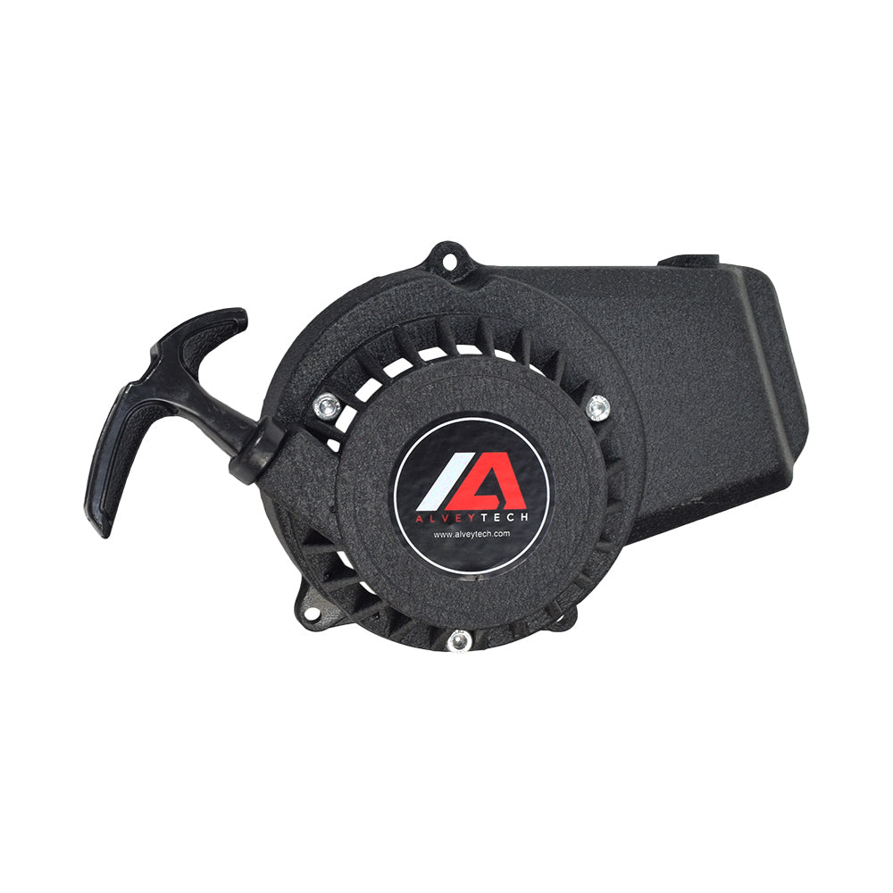 Pull Start for 47cc & 49cc ATVs, Dirt Bikes, & Pocket Bikes - a durable black plastic tool with a handle and logo, essential for mini ATVs and dirt bikes.