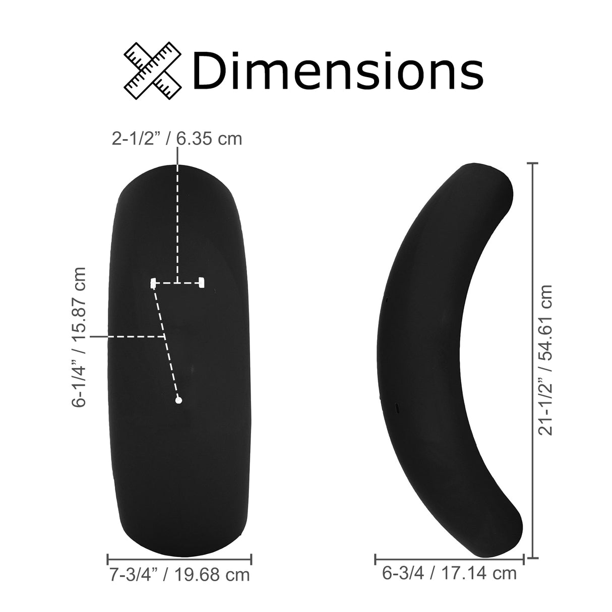 Plastic Front Fender for the Baja MB165 & MB200 Mini Bike, shown in a black finish, featuring precise measurements and a smooth, seamless design suitable for various Baja mini bike models.