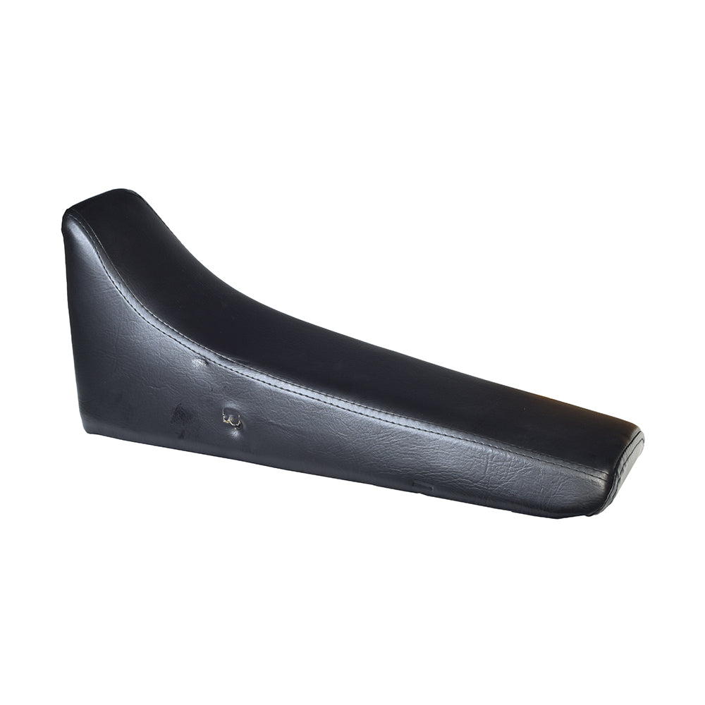 Seat for 90cc Yamaha Style Dirt Bikes (Blemished) featuring a black leather surface with minor scratches and dents, ideal for budget replacements.