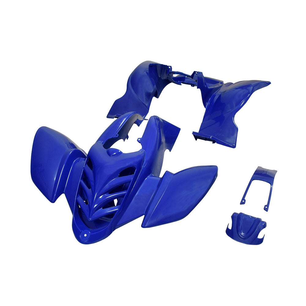 Fender Set for 90cc to 150cc ATVs, featuring a blue plastic part with multiple vents, designed to replace old fairings on compatible ATV models like the Coolster ATV-3150A.